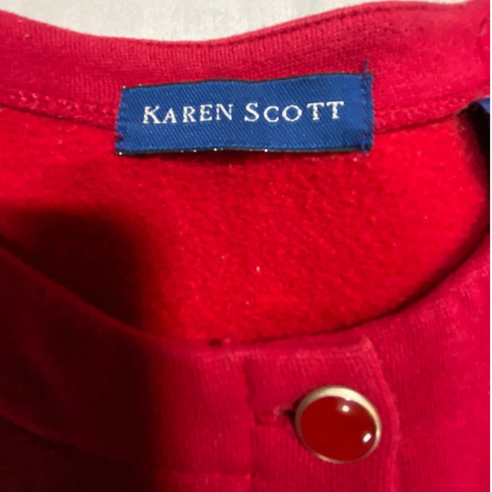 Karen Scott Women's XL Red Reindeer Christmas Lights Beaded Cardigan Sweater - Picture 8 of 12